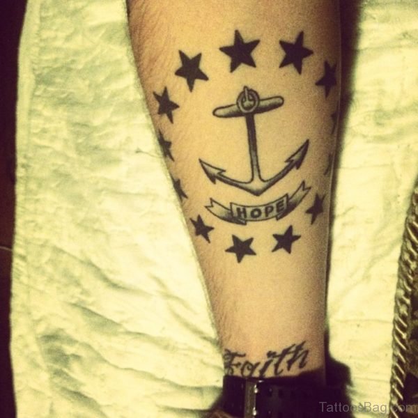 Anchor With Stars Tattoo