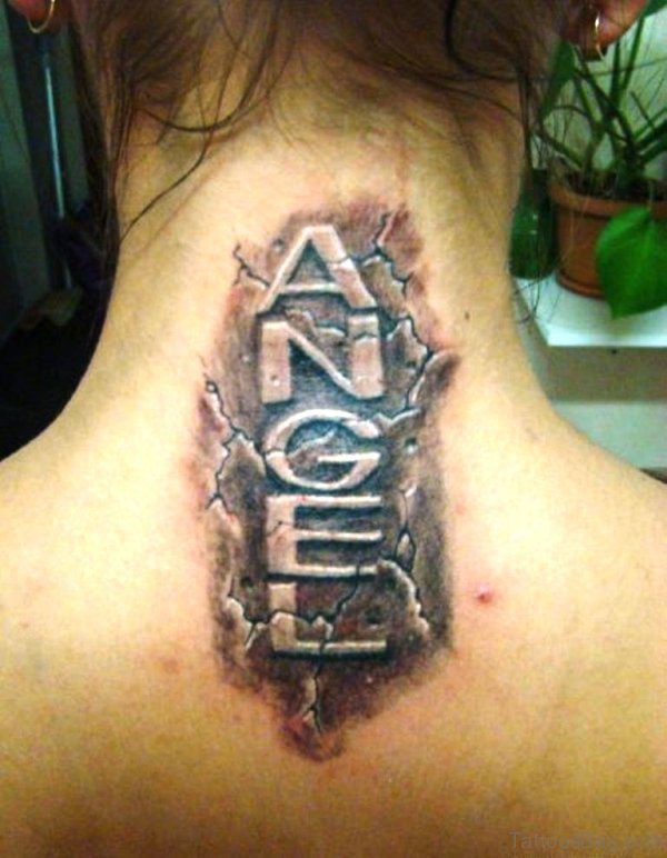 Angel Tattoo On Neck