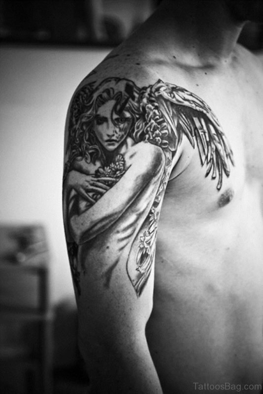 Angel Wings Shoulder Tattoo Design