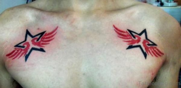 Angels Wings With Star Tattoo