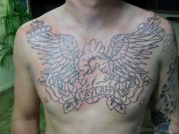Angle Wings Tattoo On Chest