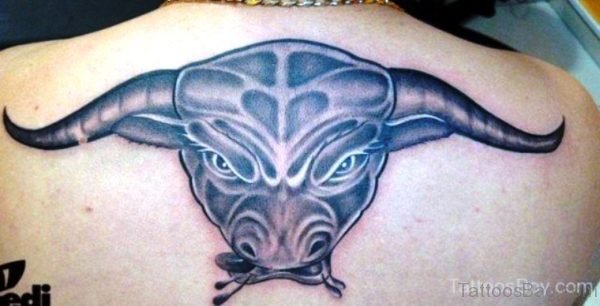 Angry Bull Face Tattoo On Back