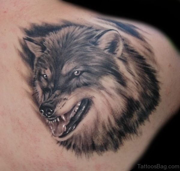 Angry Wolf Tattoo Design