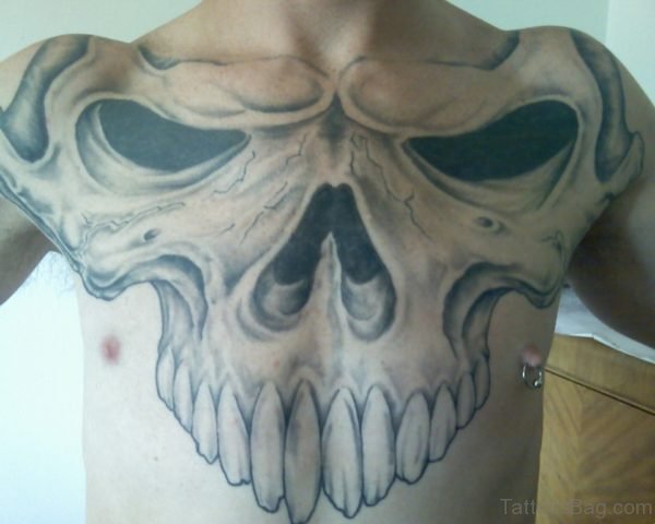 Animal Skull Tattoo On Chest