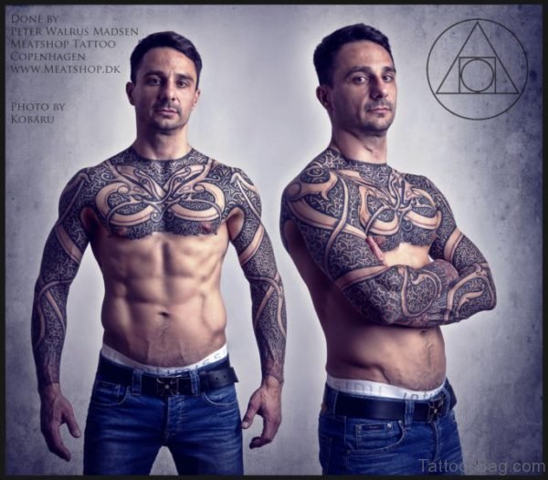 Armour Tattoo On Chest For Men