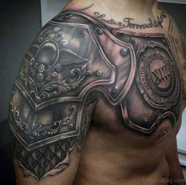 Awesome Armor Tattoo On Chest 