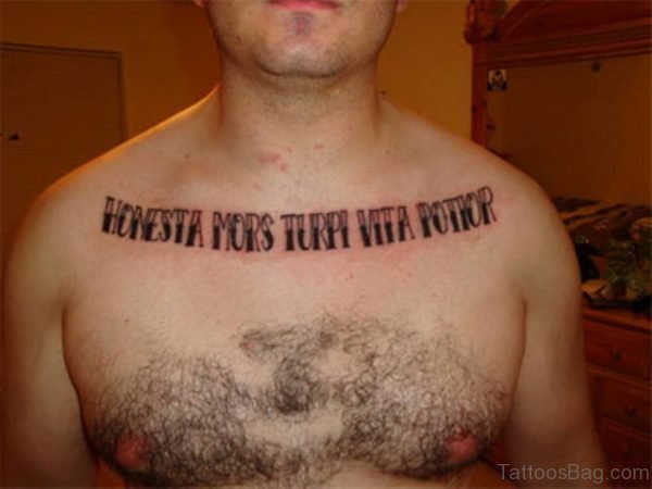 Army Wording Tattoo On Chest