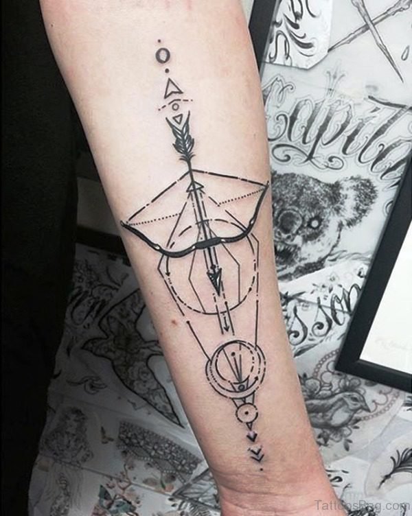 Arrow And Bow Tattoo On Arm 