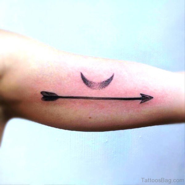 Arrow Tattoo With Moon On Arm 