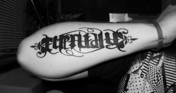 Attarctive Ambigram Tattoo On Arm