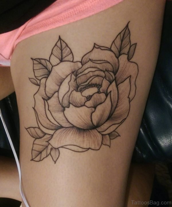 Attractive Flower Tattoo On Thigh