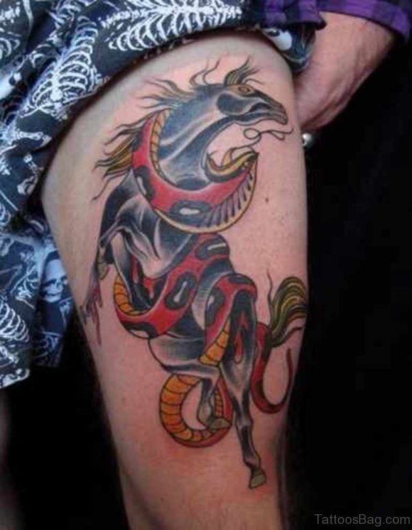Attractive Snake Tattoo On Thigh