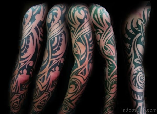 Attractive Tribal Tattoo On Full Sleeve
