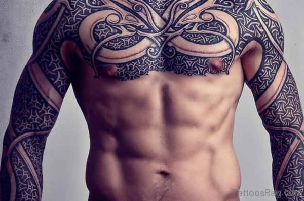 Attractive Armor Tattoo On Chest