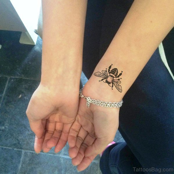 Attractive Bee Tattoo On Wrist