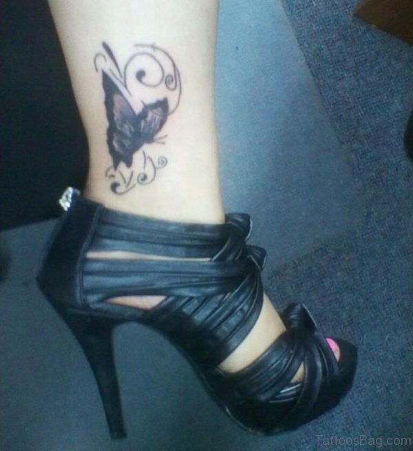 Attractive Butterfly Tattoo On Ankle