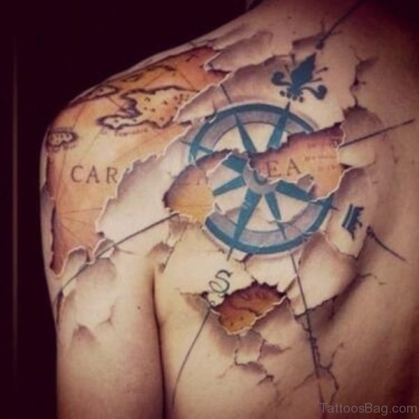 Attractive Compass Tattoo Design