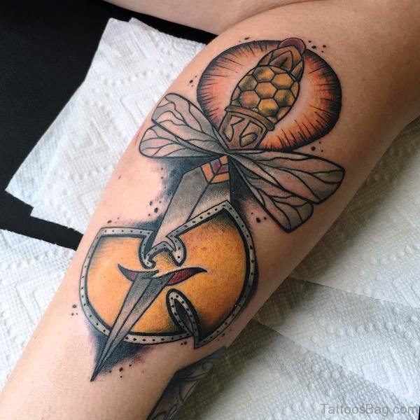Attractive Dagger Tattoo On Arm