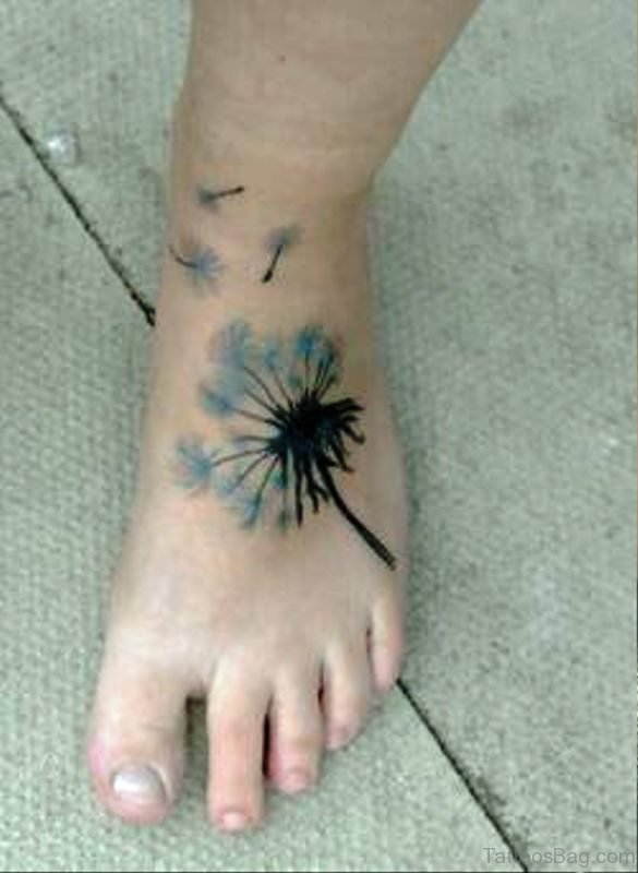 Attractive Dandelion Tattoo On Foot