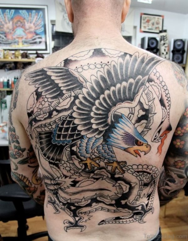 Attractive Eagle Tattoo On Back 