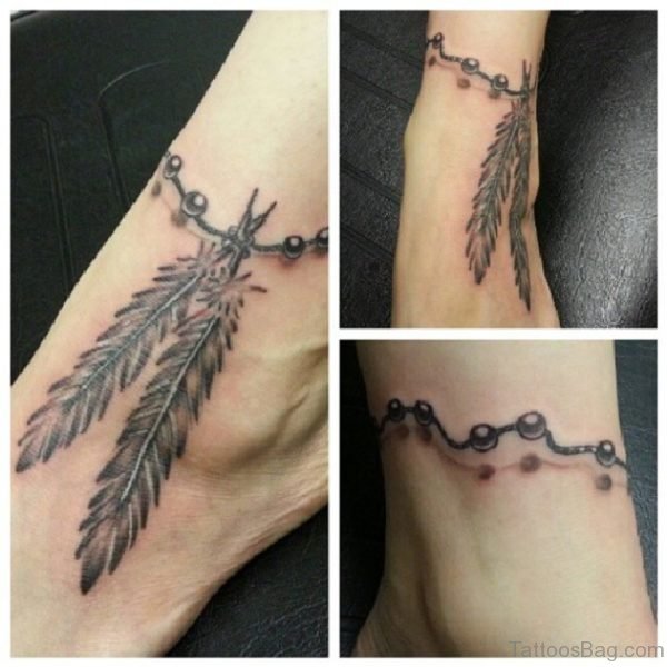 Attractive Feathers Tattoos On Ankle