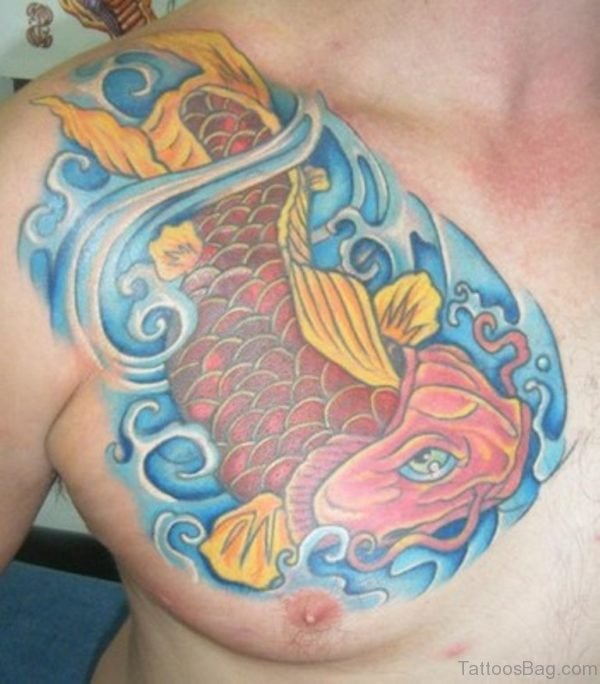 Attractive Fish Tattoo Design On Chest