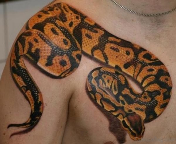 Attractive Reptile Snake Tattoo On Chest