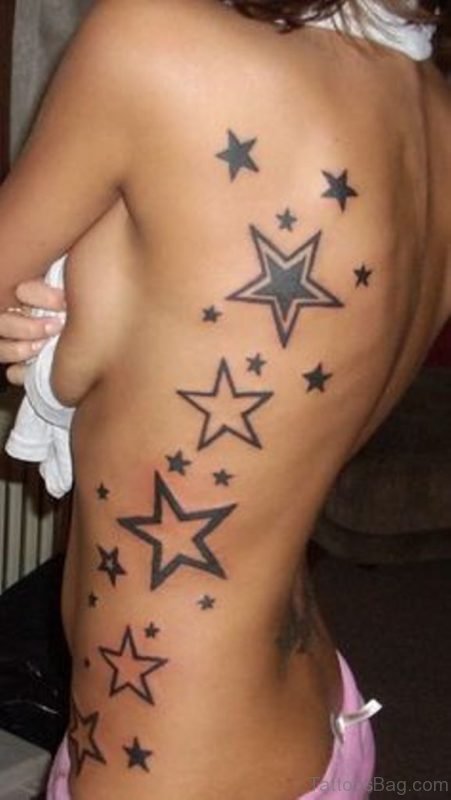 Attractive Star Tattoo On Rib