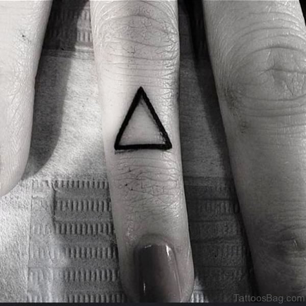 Attractive Triangle Tattoo On Finger 