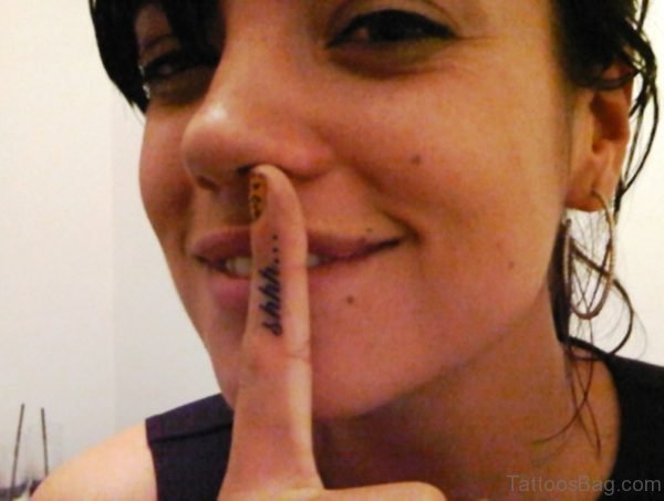Amazing Shhh Tattoo On Finger