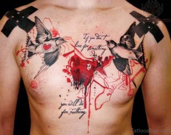 Awesome Birds Tattoo On Chest