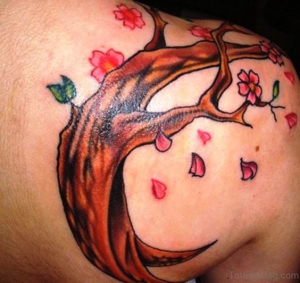 Awesome Cherry Blossom Tree Tattoo Design 