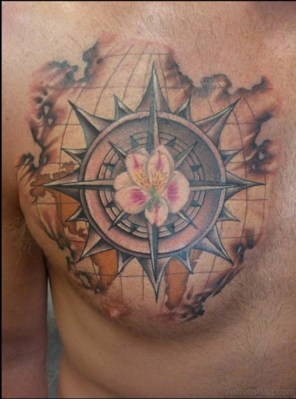 Compass Tattoo On Chest