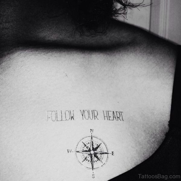 Awesome Compass Tattoo Design On Back