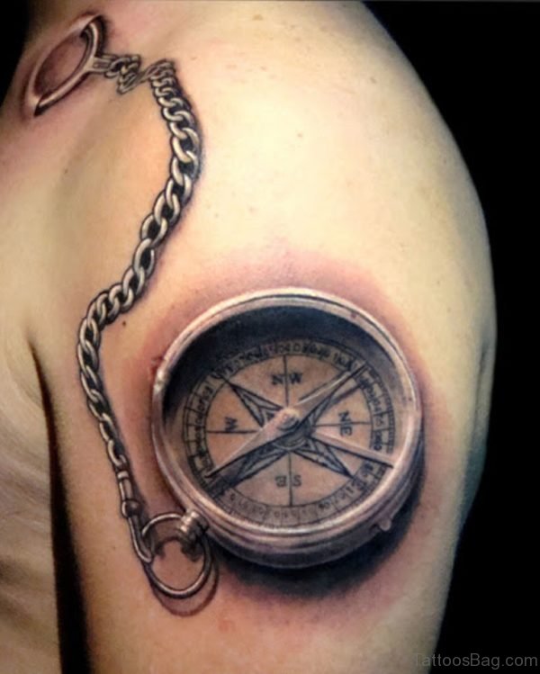 Awesome Compass Tattoo On Shoulder