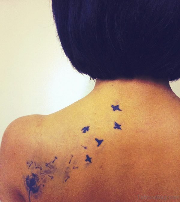 Awesome Dandelion And Birds Tattoo