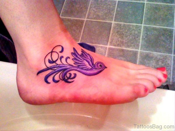 Awesome Dove Tattoo On Foot