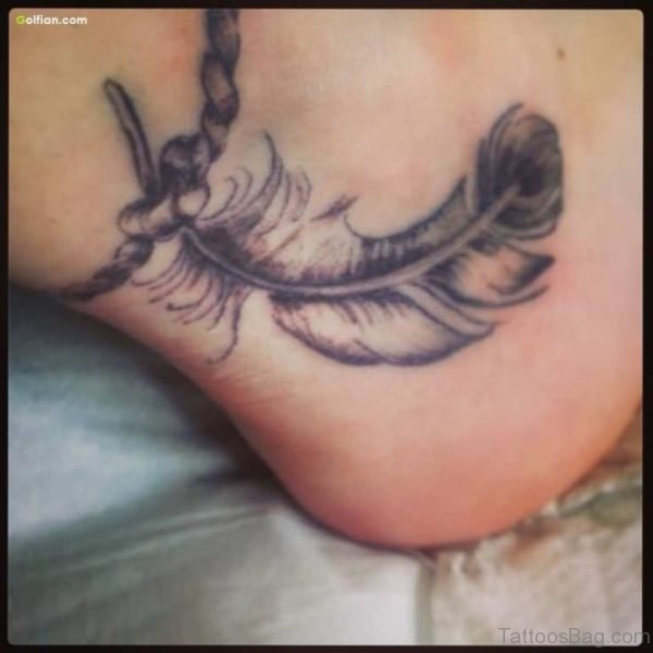Awesome Feather Tattoo Design On Ankle