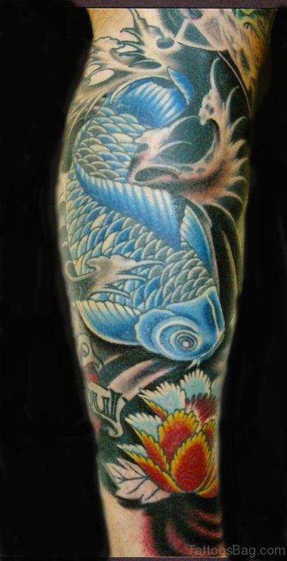 Awesome Fish Tattoo On Leg