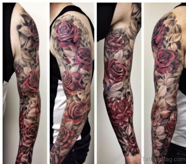 Awesome Floral Tattoo Design For Men Full Sleeve