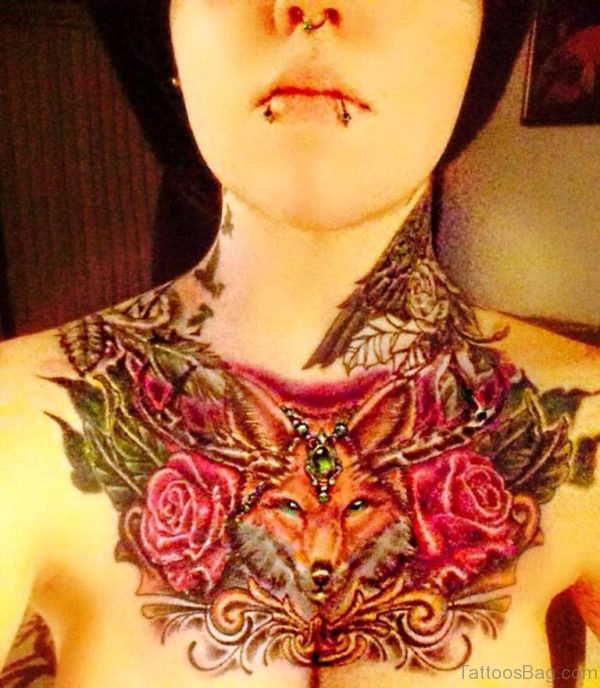 Awesome Fox Tattoo On Chest