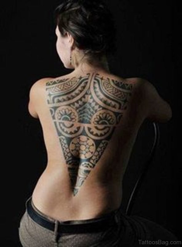 Awesome Full Back Tribal Tattoo for Women