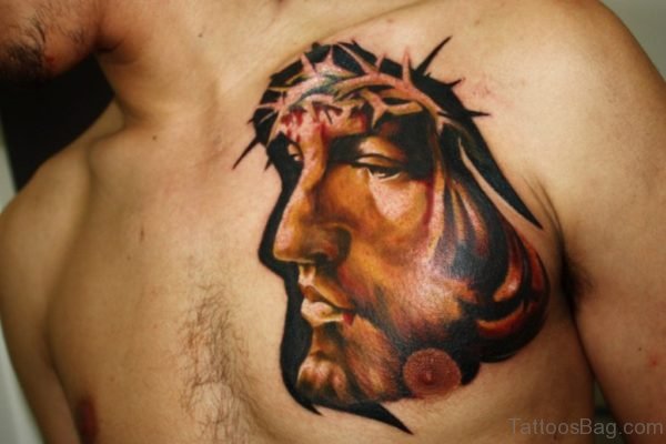 Awesome Jesus Tattoo On Chest 