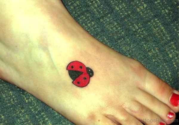 Awesome Ladybug Tattoo On Foot 