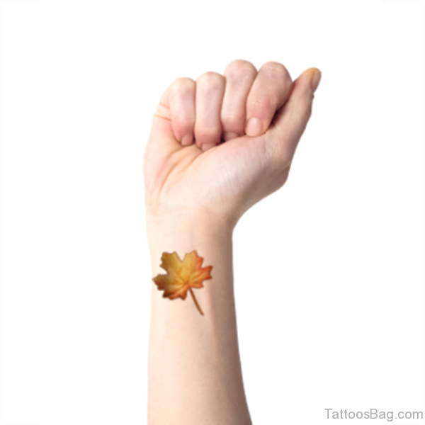 Awesome Maple Leaf Wrist Tattoo