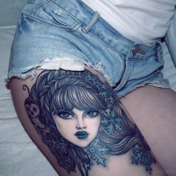 Awesome Portrait Tattoo On Thigh