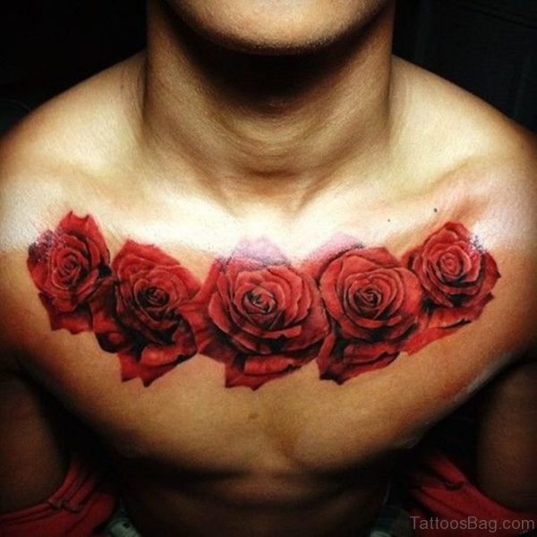 Awesome Rose Tattoo On Chest