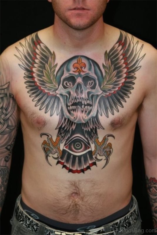 Awesome Skull Tattoo On Chest