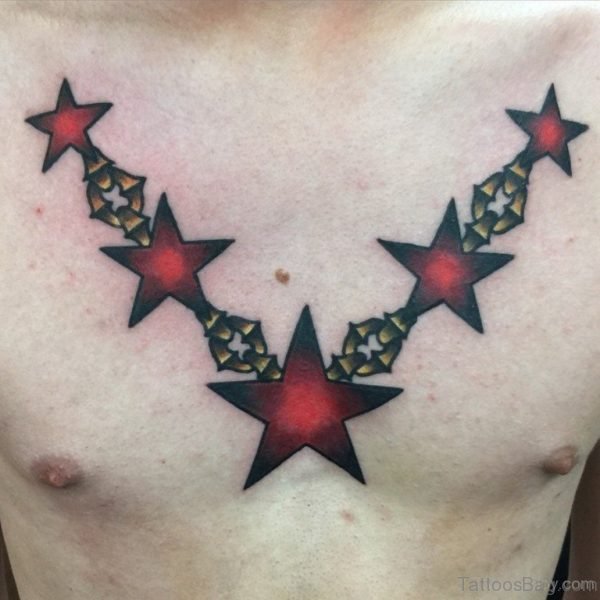 Awesome Star Tattoo On Chest 