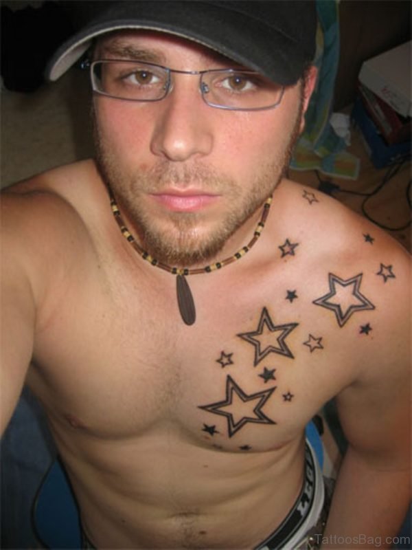 Awesome Star Tattoo On Chest